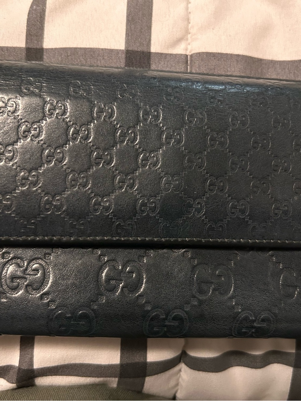 Gucci Black Guccissima GG Bree Continental Leather wallet